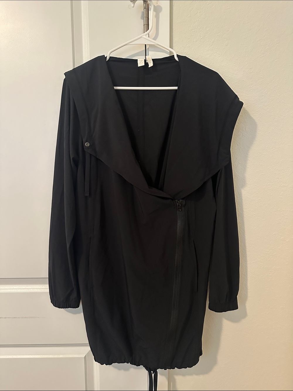 Zella Black Hooded Athletic Zip-Front Jacket Dress